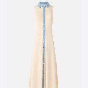 CeCe Cream Maxi Dress with denim Trim